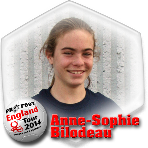 Anne-Sophie Bilodeau, soccer Pro-Foot, England tour 2014