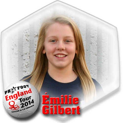 Émilie Gilbert, soccer Pro-Foot, England tour 2014