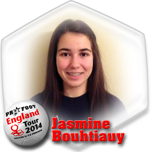 Jasmine Bouhtiauy, soccer Pro-Foot, England tour 2014