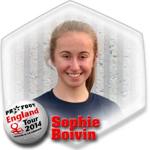 Sophie Boivin, soccer Pro-Foot, England tour 2014